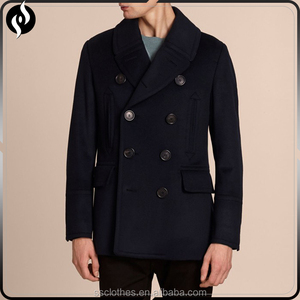 Mejor calidad de diseño cruzado clásico negro solapa chaquetón de lana de cachemira de los hombres - Product Image 1