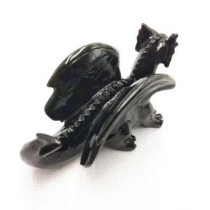 Drago in ossidiana naturale intagliato a mano e lucidato per decorazione - Product Image 6
