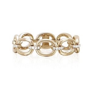 Gemnel New Arrival Partial Diamond Chain Link Silver <strong>Circle</strong> <strong>Ring</strong> for Women - Product Image 1