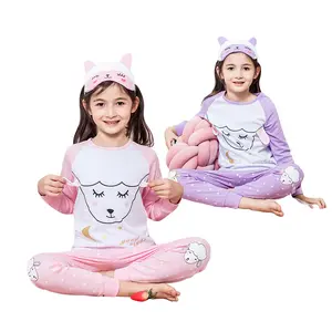 Cetak Pakaian Anak Domba Lucu Anak Perempuan Garis Piyama Hewan Piyama Baju Tidur Anak Piyama