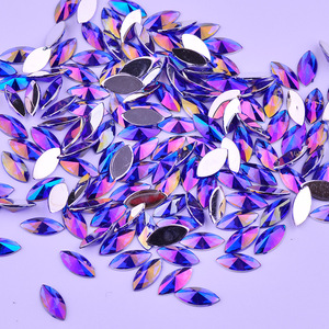 7*15mm Viola Cristalli AB Flatback di Strass Applique Occhio del <span class=keywords><strong>Cavallo</strong></span> di Strass Pietre Di Cristallo Non Da Cucire Gemme Acriliche per il artigianato FAI DA TE - Product Image 1