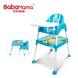 3 in 1 çocuk yürümeye başlayan taşınabilir plastik yüksek yemek sandalyesi ve masa, yeni tasarım yetişkin bebek besleme yemeği sandalyesi/