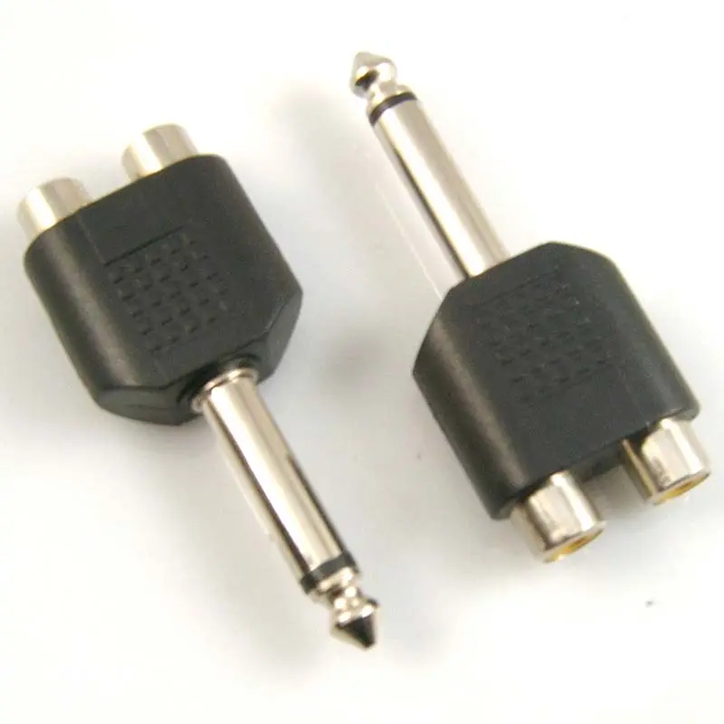 Ses adaptörü 2*6.35 stereo fiş 2RCA kadın jacks