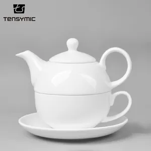 OEM定制印刷饮用白色茶壶水壶陶瓷茶具一套