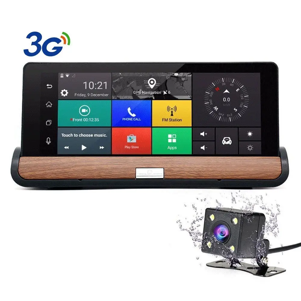 Full HD 1080P 7 inch touch screen GPS Navigation android 3G sim card wifi blue tooth rearview mirror dash cam car recorder