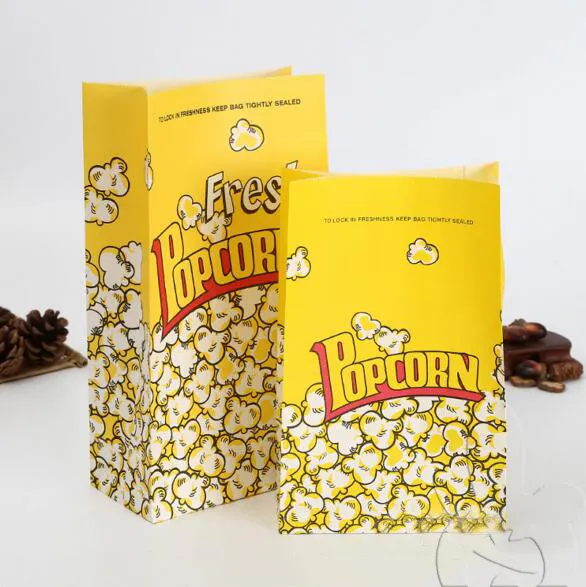 Di Yiwu Nuovo Arrivato riciclato fatti a mano di stampa di marchio su misura di Carta popcorn borse