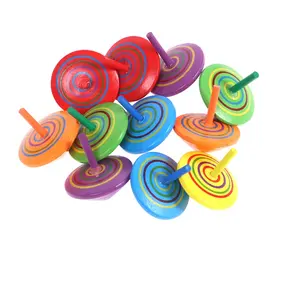 时尚多色彩虹手工彩绘木制教育玩具男孩和女孩的指尖陀螺