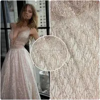 2020 Rose Gold Elegan Glitter Kain Renda Kain Tule untuk Garmen Fashion Show Gaun HuaYF HY0623