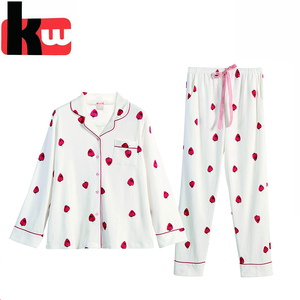 Venta al por mayor camisón de pijamas de satén largo Sleeves100 % de algodón de las mujeres ropa de dormir - Product Image 2