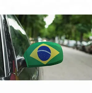 Fast Delivery Stock Elastic Fitting Brazil car wing mirror cover flag