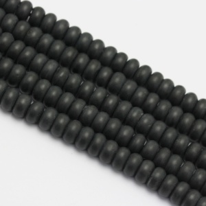 Wholesale 2.0mm Big Large Hole <strong>Black</strong> Onyx Frosted Matte Rondelle <strong>Beads</strong> for Jewelry Making - Product Image 2