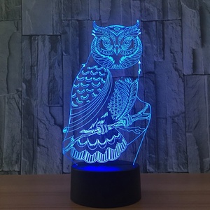 Lampu Meja LED Burung Hantu 3D 7 Warna Berubah Malam Rumah Kamar Tidur Anak Lampu Tidur Dekorasi Mode Pesta Liburan Hadiah Natal