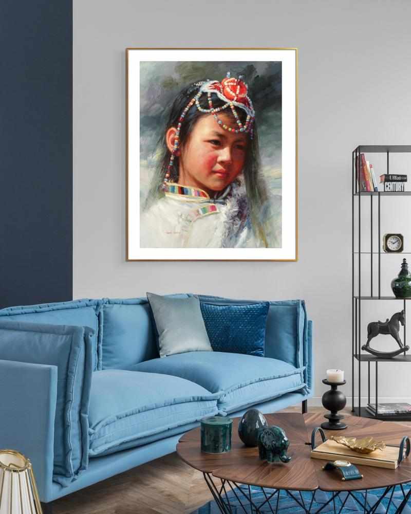 Nhân Vật Trung Quốc Hiện Đại Cô Gái Mặc Trang Phục Trung Quốc Nghệ Sĩ Tranh Vải Bố Đóng Khung Áp Phích Khổng Lồ Trang Trí Nghệ Thuật
