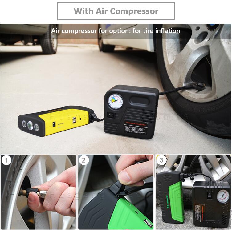 Gligle Battery Booster charger 50800mAhcar jump starter with air compressor safety 600A jump power for Diesel&Gas