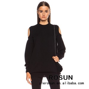 Totale nero fuori- superiore della spalla cool donne maglioni pullover - Product Image 5