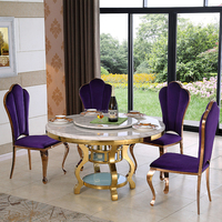 Master Design Phòng Ăn Nội Thất Hoàng Gia Ý Mẫu Mới Bàn Ăn Tròn Bằng Đá Cẩm Thạch Với Trung Tâm Xoay