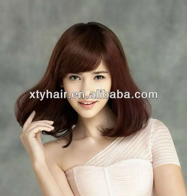 wholesale cheap Synthetic wigs fashion lady's hair with fringe (bang) machine made wigs china manufacturer