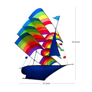 Cometa de Barco Arcoíris 3D Grande para Niños y Adultos para Volar al Aire Libre - Product Image 1