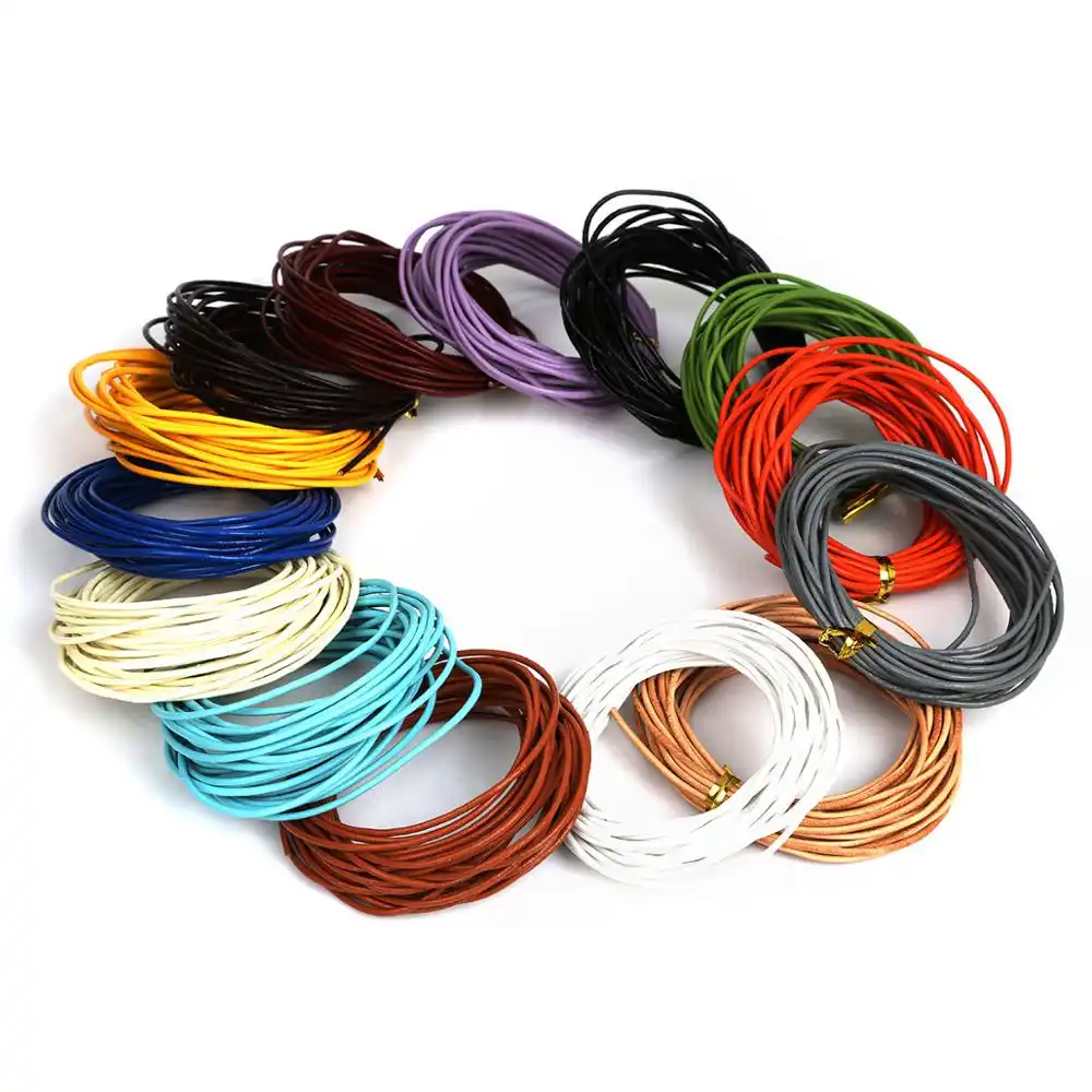 5 M 1,5mm ronda genuino cuero cuerda Color de la mezcla a cordón cordones hallazgos de joyería para collar de pulsera DIY