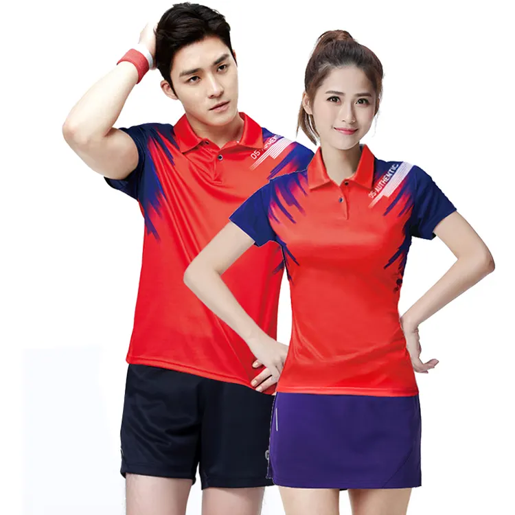 Ropa de bádminton deportiva de china para parejas, ropa deportiva de voleibol, polo de Bádminton de alta calidad