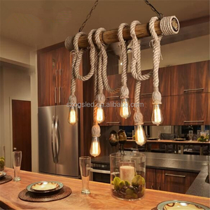 Industrial de <span class=keywords><strong>la</strong></span> vendimia <span class=keywords><strong>cuerda</strong></span> de Cáñamo De Bambú <span class=keywords><strong>Restaurante</strong></span> Hierro lámpara de Techo Decorativo LLEVÓ colgando luz - Product Image 4