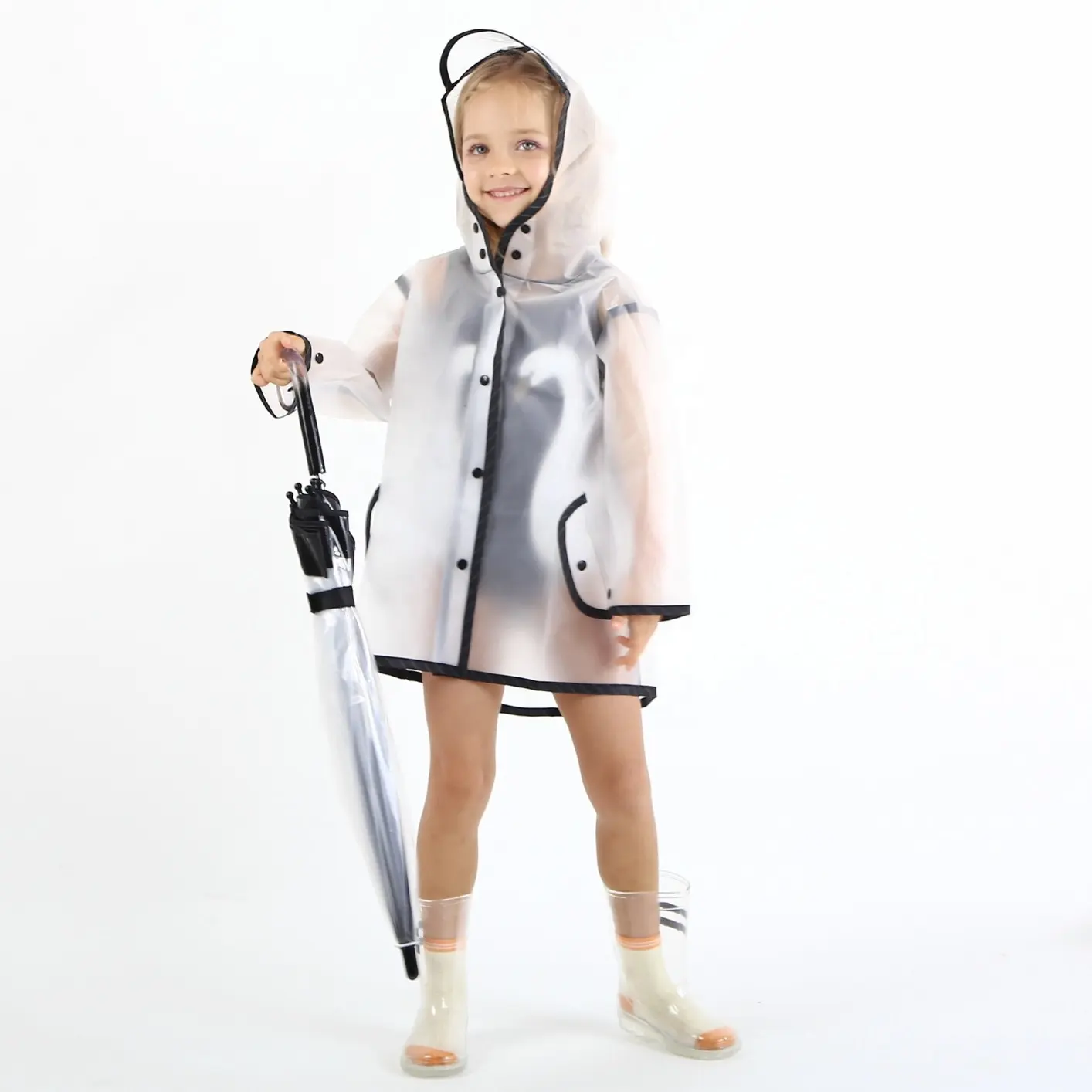 Manteau de pluie pour enfants, pingouin transparent, imperméable, poncho de pluie, veste d'extérieur légère, bon marché, vente en gros,