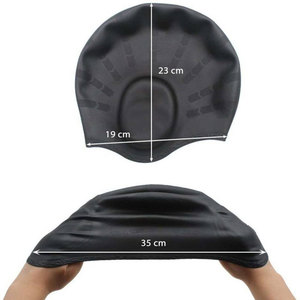 Chapeau de bain noir, casquette de protection imperméable en Silicone, poche d'oreille, pour adultes - Product Image 4