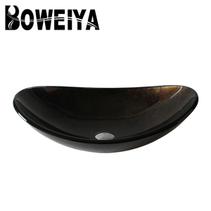 Colore scuro pittura a mano lavabo a forma di barca lavandino con rubinetto cromato - Product Image 6