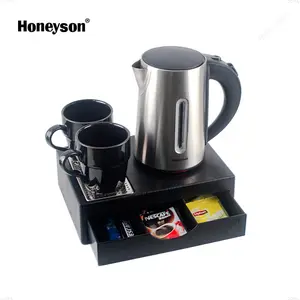 High quality SS304 hotel Electric Tea Kettle Tray Set with drawer tray