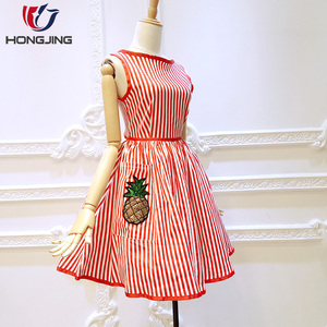 Juventud beads bordado vestido rojo Stripeboat escote sin mangas lado bolsillo A-line vestidos fiesta - Product Image 3