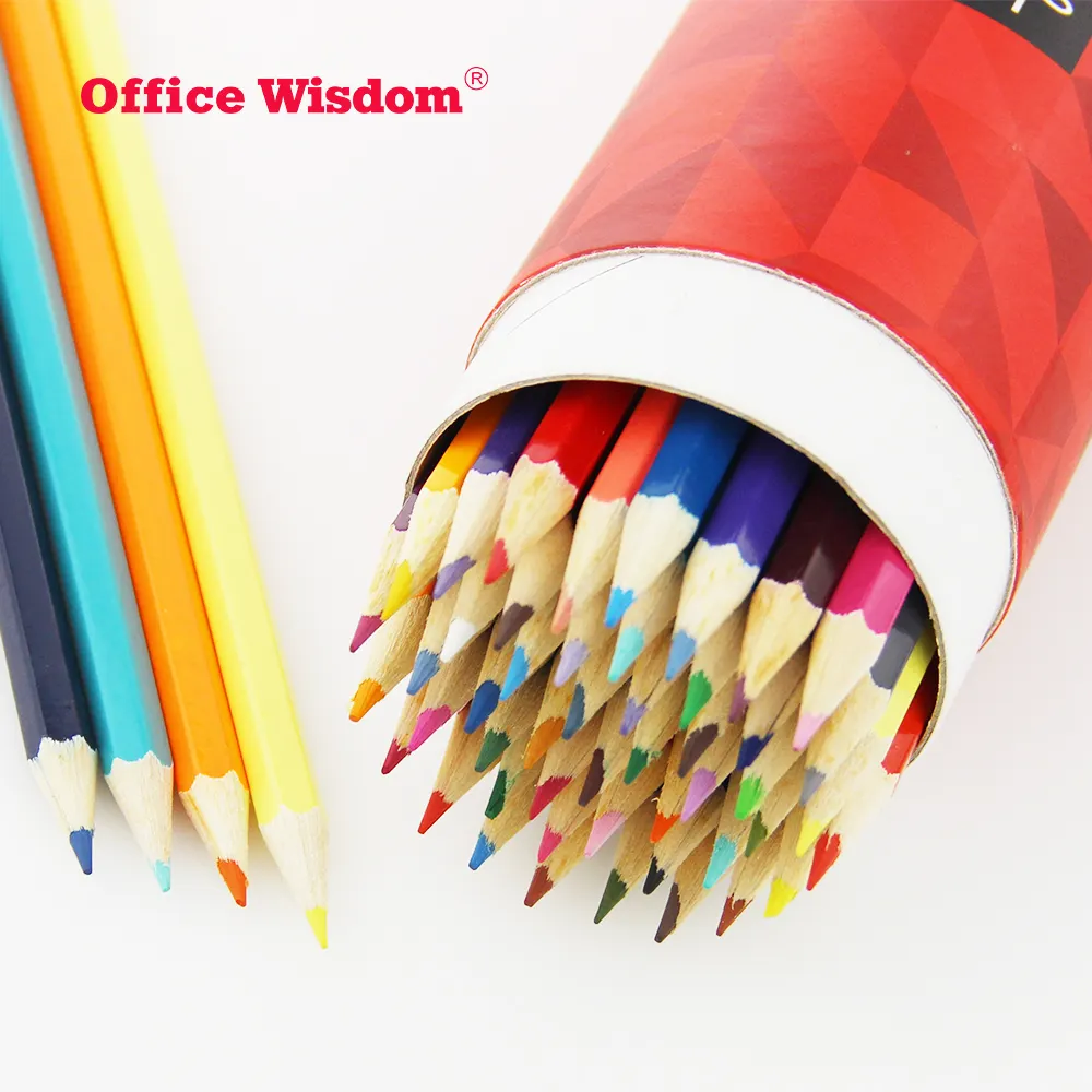 Набор гексагональных цветных карандашей 48 цветов с цветной печатью, Круглая Бумажная коробка, подходит для художника и студии
