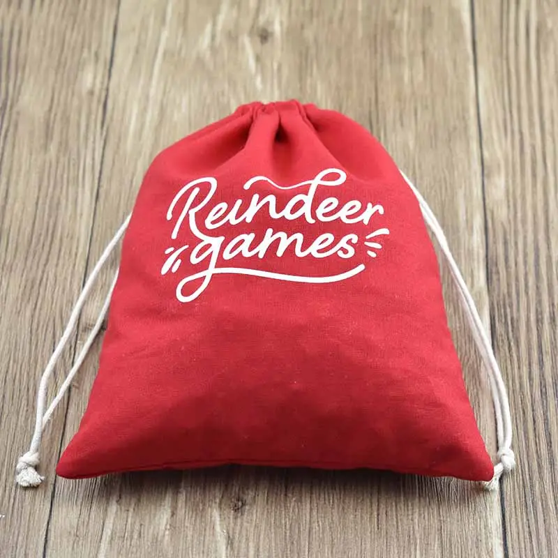 กระเป๋าลูกกอล์ฟผ้าฝ้ายพร้อมเชือกรูดสีแดงโลโก้แบบกำหนดเองรีไซเคิลได้