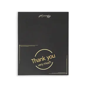 Popüler yaratıcı özel baskı iş kişiselleştirilmiş siyah ve altın teşekkür tebrik kartları
