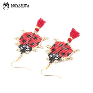 Moyamiya Diseños de moda hechos a mano Nuevo modelo Miyuki Pendientes con escarabajo Insecto Encanto <span class=keywords><strong>Miraculous</strong></span> <span class=keywords><strong>Ladybug</strong></span> Drop Style - Product Image 2