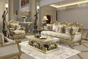 Bộ Sofa Tiền Sảnh Bằng Gỗ Làm Bằng Tay Sang Trọng Và Bàn Khắc Cà Phê Và Bàn Điều Khiển - Product Image 5