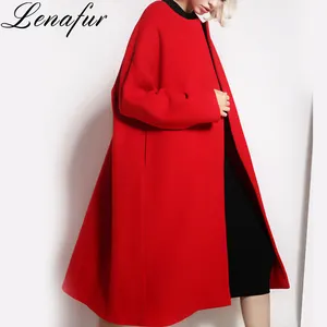 New design red Double Face Cashmere Wool Women Winter Coat