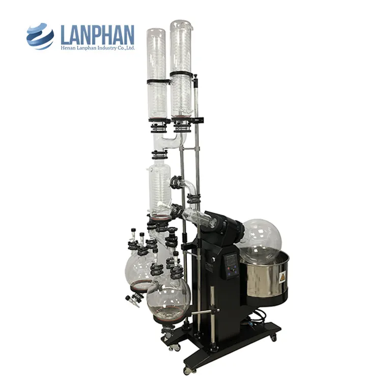 최적의 가격 Lanphan 20L 이중 응축기가있는 산업용 회전식 증발기