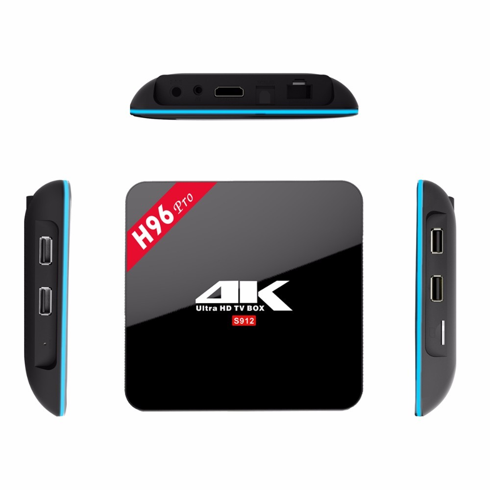 2 GB + 16 GB H96 Pro Android TV BOX Amlogic S912 Octa Core Android 7.1 Malvavisco 4 K H.265 2.4G/5G Dual WiFi Bluetooth4.1 1000
