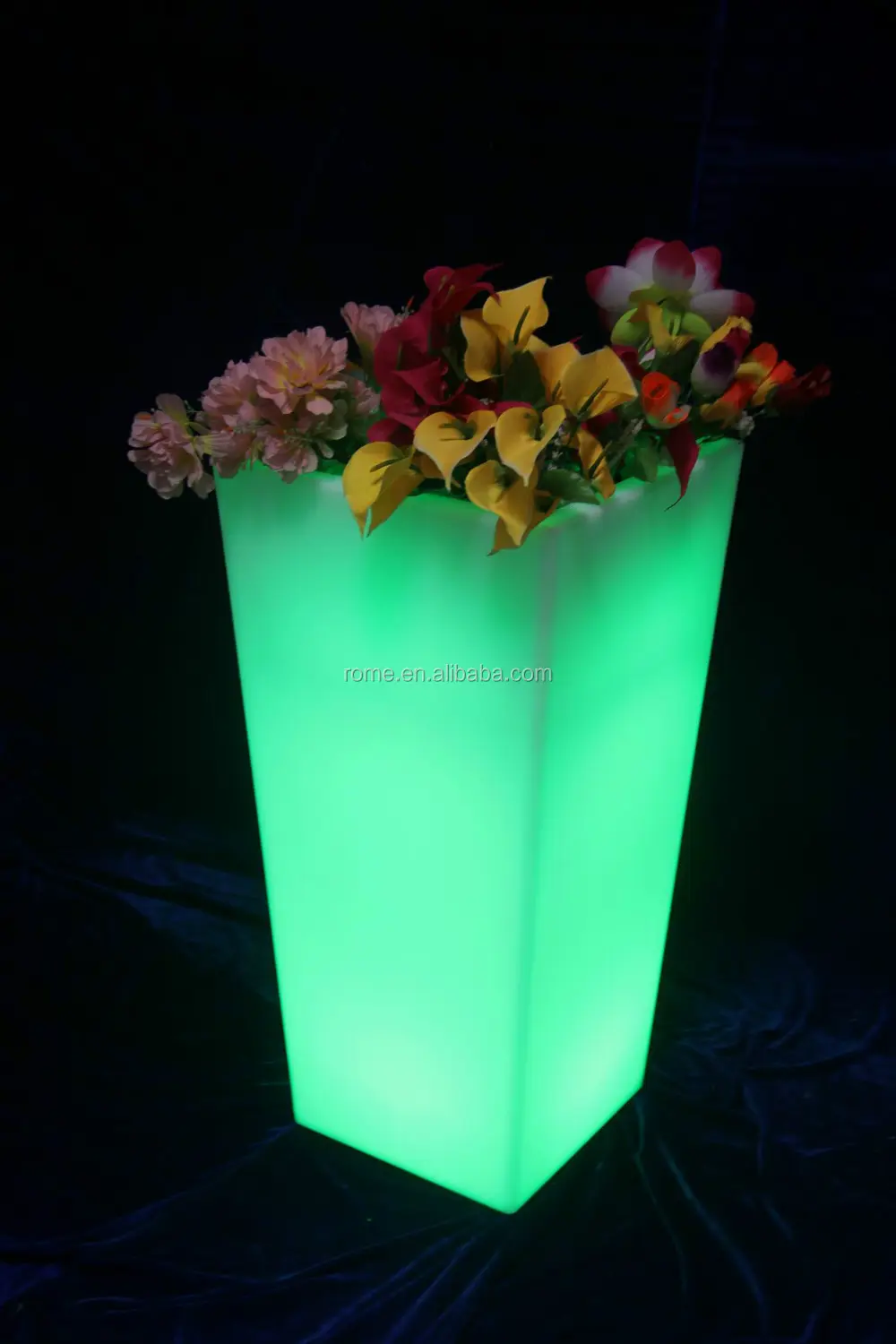 Vaso de plantas, recipiente de plástico, vaso de flores com luz led, vaso solar de plantas de jardim