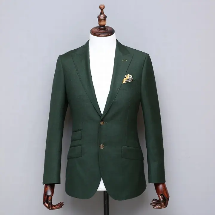 Bespoke service fashion design casual men's slim blazer green man men skinny suit