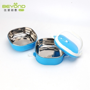 Simple square stainless steel lunch box with dividers