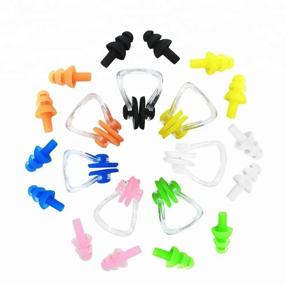 Sleeping Showering snorkeling diving Swimming cheap Waterproof Soft and Flexible Silicone Earplugs and Nose Clip