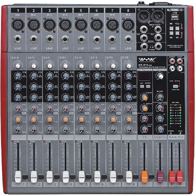 MS-812 USB Eight Channels Multi-Function Mini Mixer