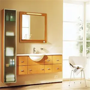 Bonito diseño de puerta de pvc con lavabo, armario de baño modular