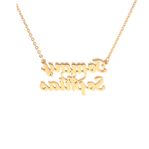 Collar de oro personalizado con 2 <span class=keywords><strong>nombres</strong></span>, fabricación personalizada - Product Image 3