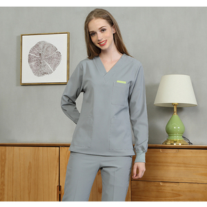 Uniformes de personal de polialgodón con cuello en V para salón, <span class=keywords><strong>Spa</strong></span>, centro de belleza, clínica, médico - Product Image 2