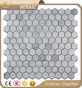 Tuiles de mosaïque hexagonales en marbre bleu moderne, épaisseur 10 mm, design parquet pour murs intérieurs et villas, pour piscines - Product Image 2