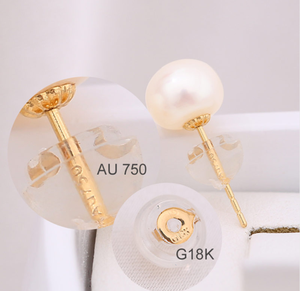 <span class=keywords><strong>Orecchini</strong></span> <span class=keywords><strong>in</strong></span> <span class=keywords><strong>Oro</strong></span> Giallo Puro 18K con Perla d'Acqua Dolce Naturale Autentica da 8-9mm di Grado 3A - Product Image 2