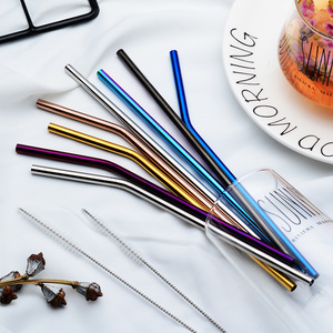 Top người bán 2025 tái sử dụng thép không gỉ ống hút với bàn chải 5 cái Bộ của sinh thái thân thiện thép không gỉ uống rơm với trường hợp - Product Image 6