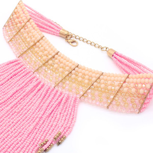 <span class=keywords><strong>Collana</strong></span> girocollo di perline di cristallo di Design intrecciato <span class=keywords><strong>stile</strong></span> <span class=keywords><strong>etnico</strong></span> a più strati di nappa lunga all'ingrosso per gioielli da donna - Product Image 6